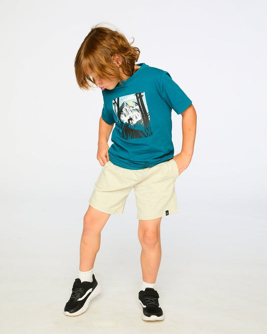 Organic Cotton Jersey T-Shirt With Print Atlantic Green