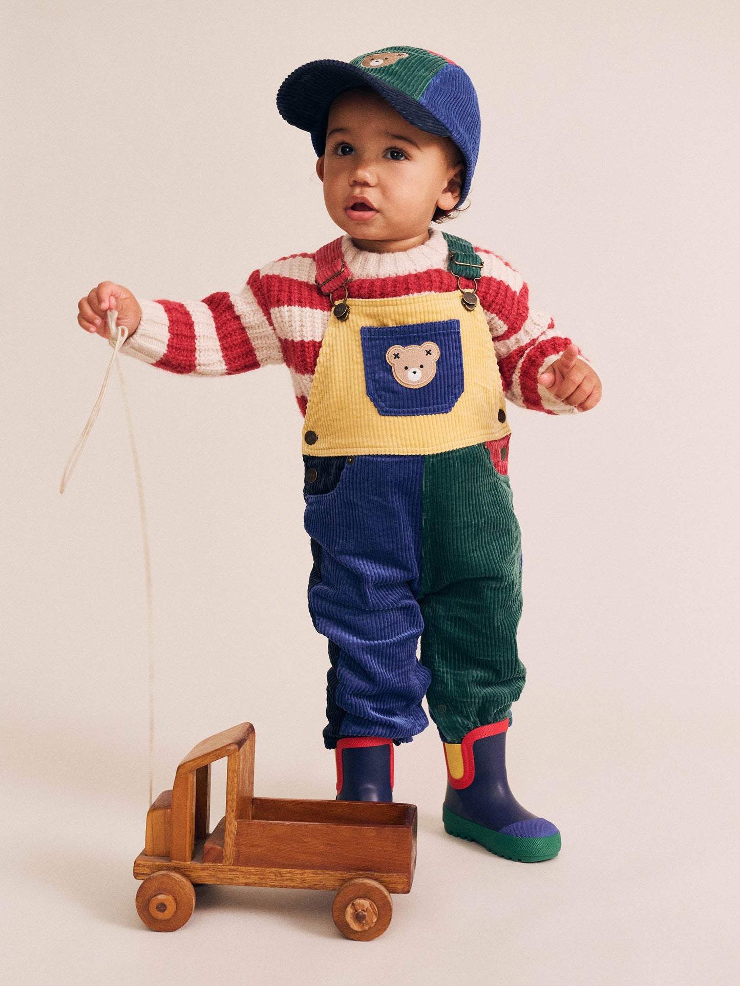 Salopette en velours côtelé color block | Multi | Huxbaby