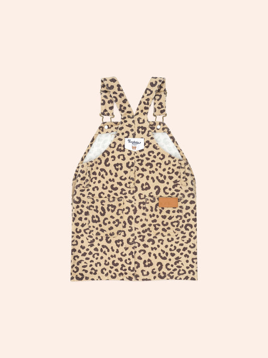Very Cherry Leopard Print Denim Pinafore | Animal | Huxbaby