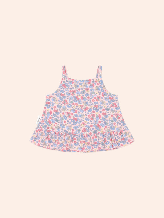 Haut à volants floral vintage | Rose pâle multicolore | Huxbaby