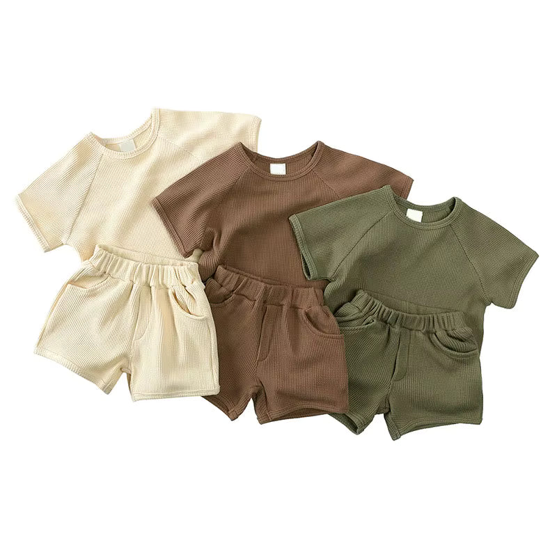 Ensemble short gaufré - Olive