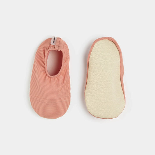 Chaussons de bain côtelés corail flamboyant | Petit Lem