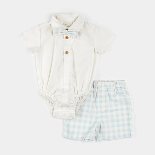 Poplin Shirt and Checkered Shorts 3pc Set