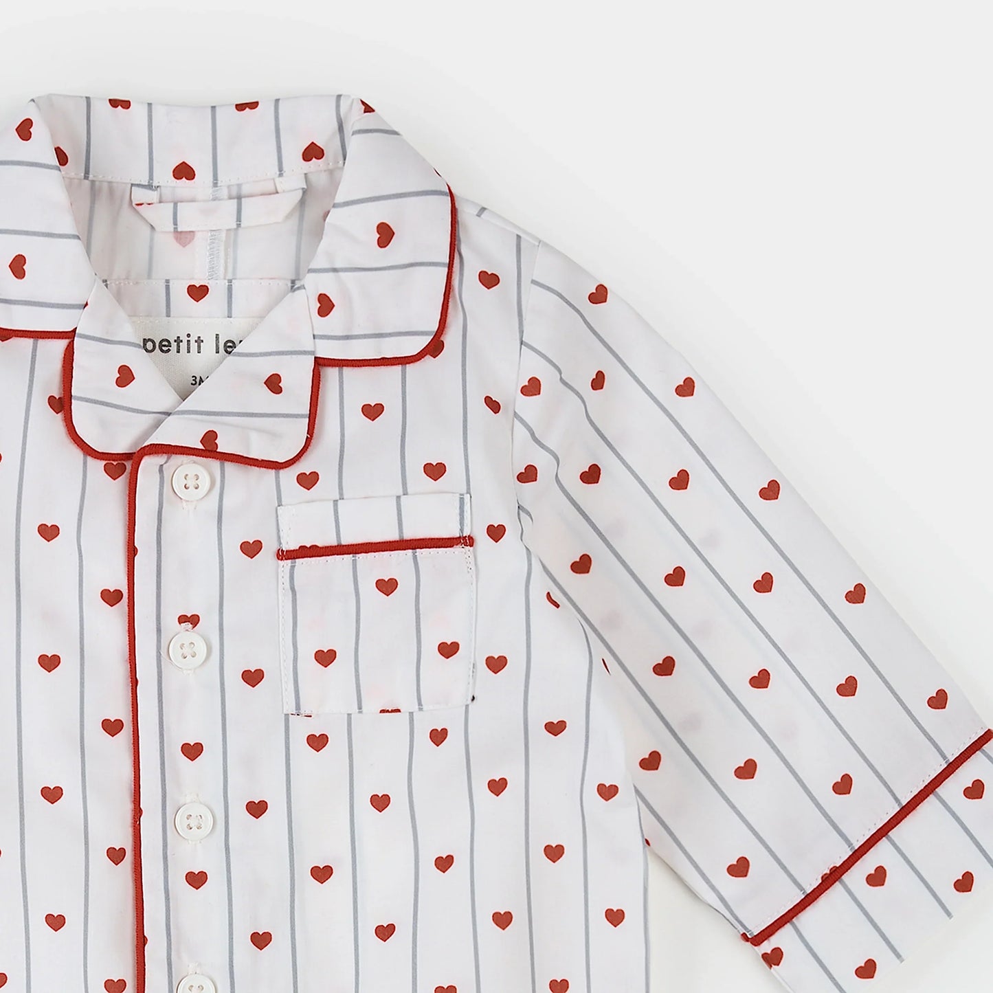 Heart Stripe on Poplin Romper | Petit Lem