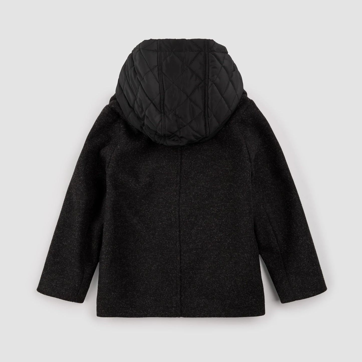 Hooded Woven Pea Coat | Dark Heather Grey | Miles the Label