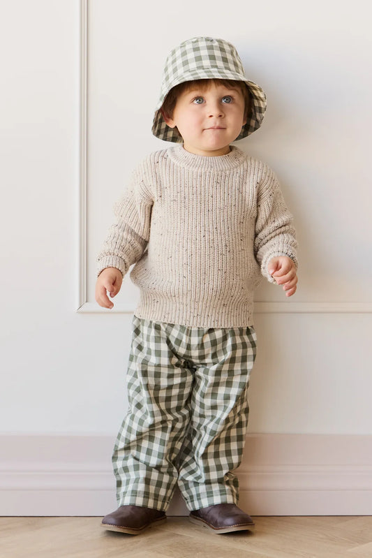 Pantalon en coton biologique Kingston - Gingham Raisin Feuille | Jamie Kay