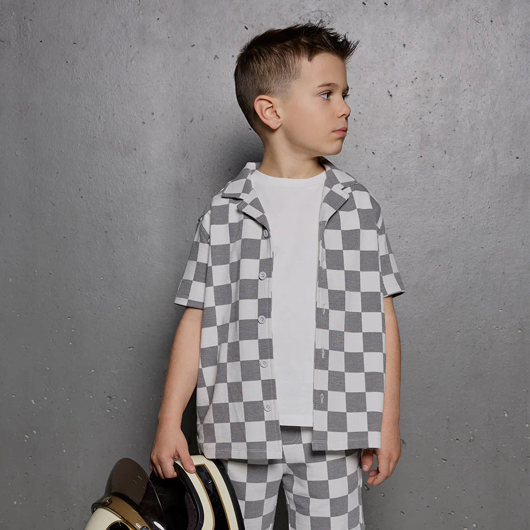 Knit Shorts | Light Grey Check | Miles the Label