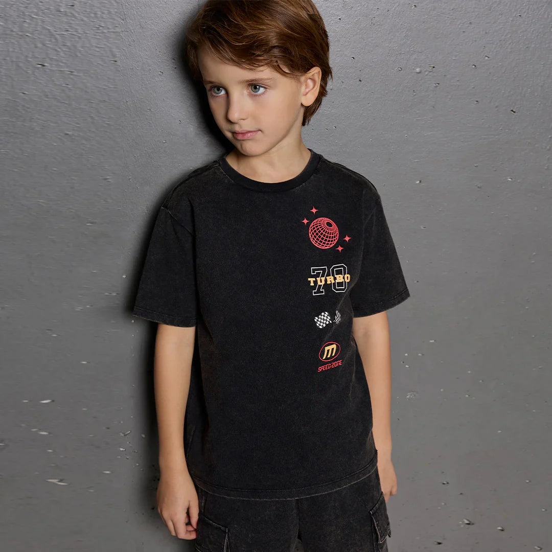 T-shirt tricoté | Noir Racing | Miles the Label