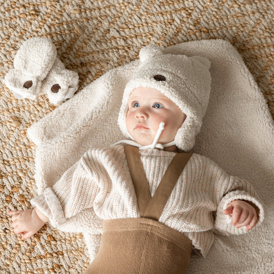 Petit coulou Sherpa Teddy Bear Gift Set for Baby (4 accessories)