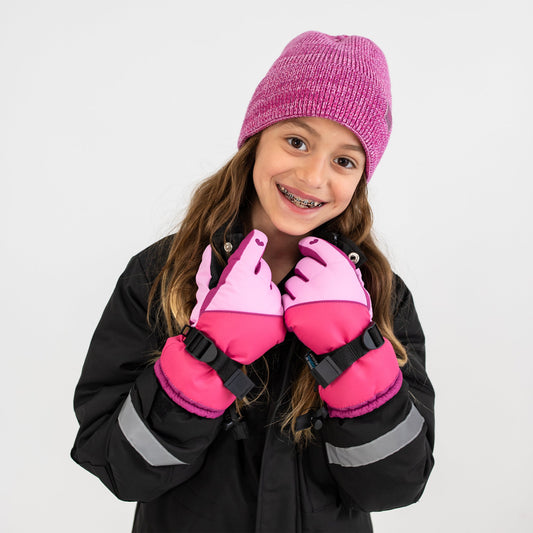 Moufle de ski cœur rose pastel