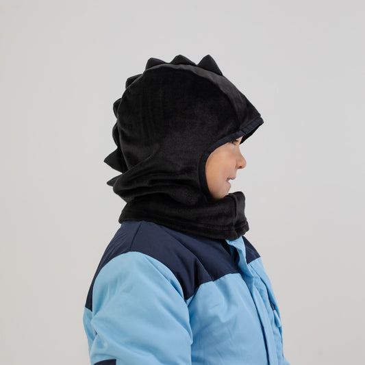 Cagoule micropolaire réfléchissante Dino noire