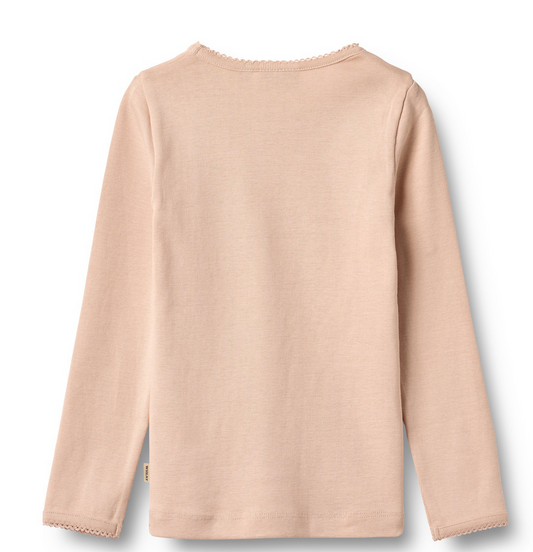 Belis Long Sleeve T-Shirt – Lace Trim, Rose Dust