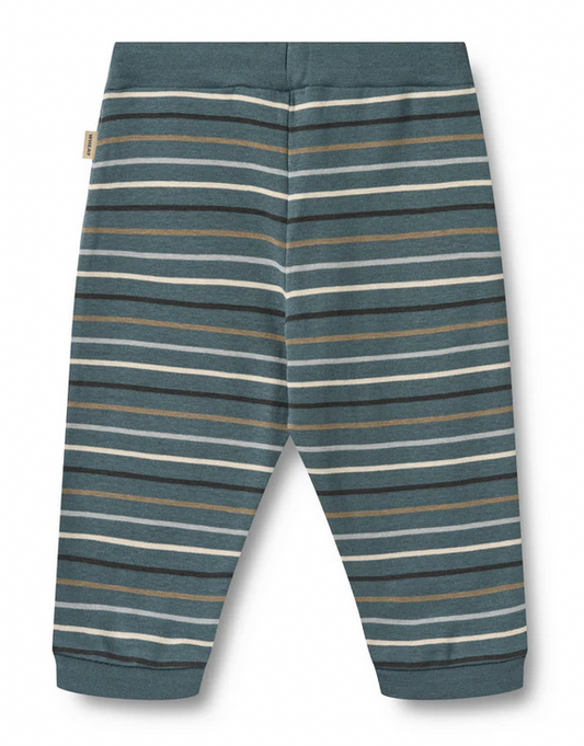 Pantalon en jersey Leo | Rayures multicolores bleues | Wheat Clothing
