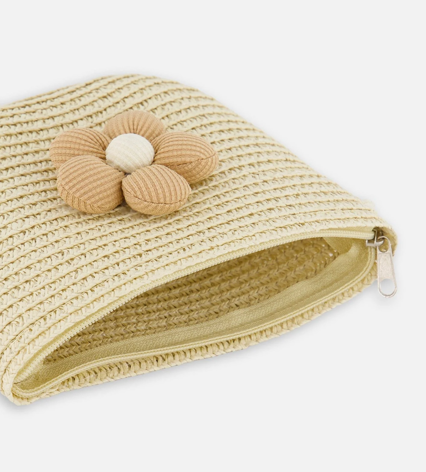 Sac à main fleuri en paille | Beige | Deux Par Deux