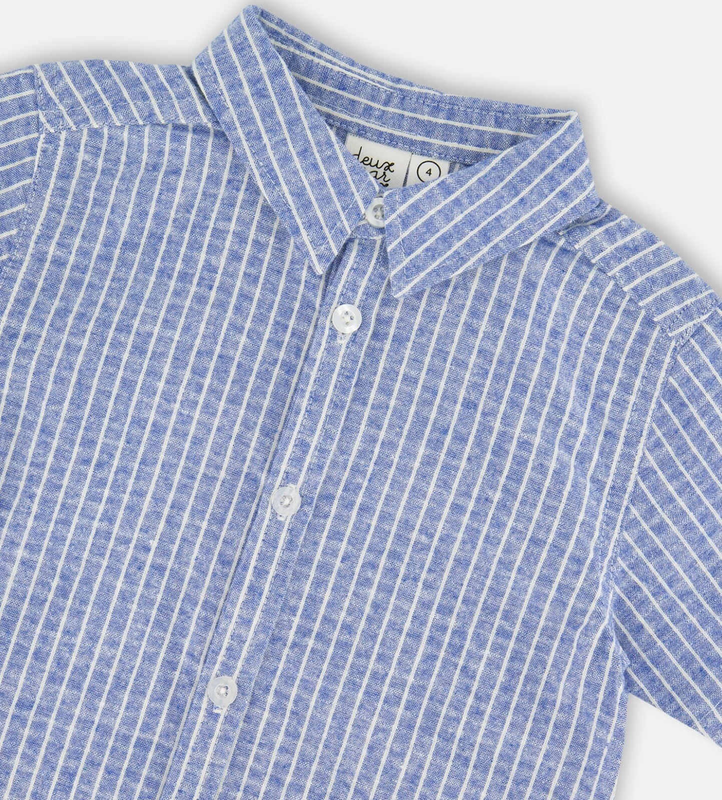 Chemise en chambray à manches courtes | Rayures denim | Deux Par Deux