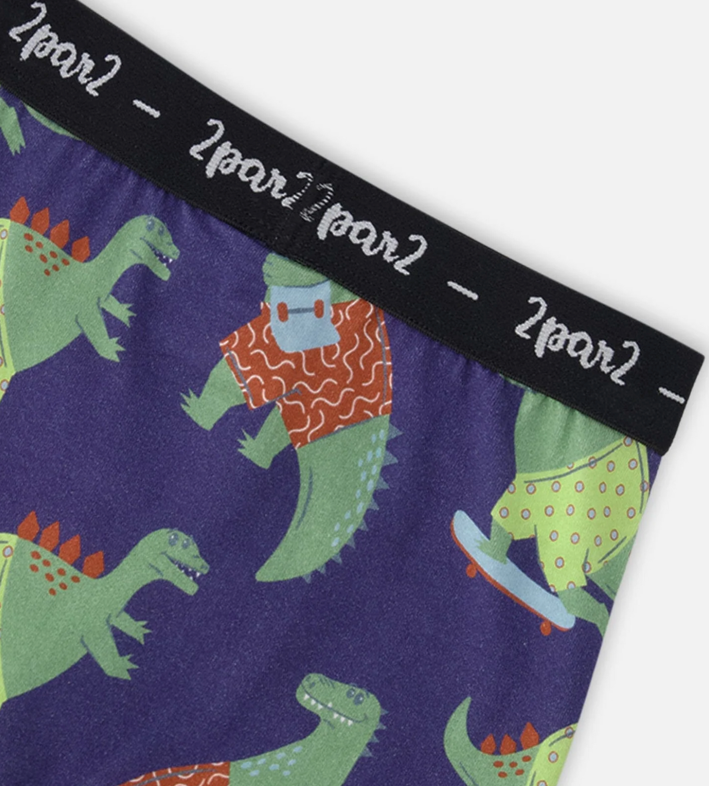 Organic Cotton Boxer | Blue Dino Print | Deux Par Deux