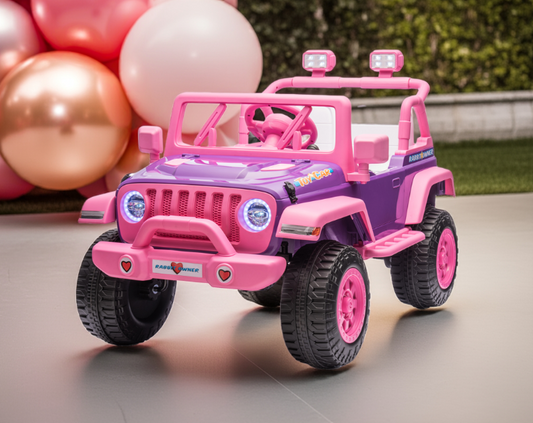 Voiture électrique 12V Jeep Rose Violette 2026 pour enfants avec télécommande