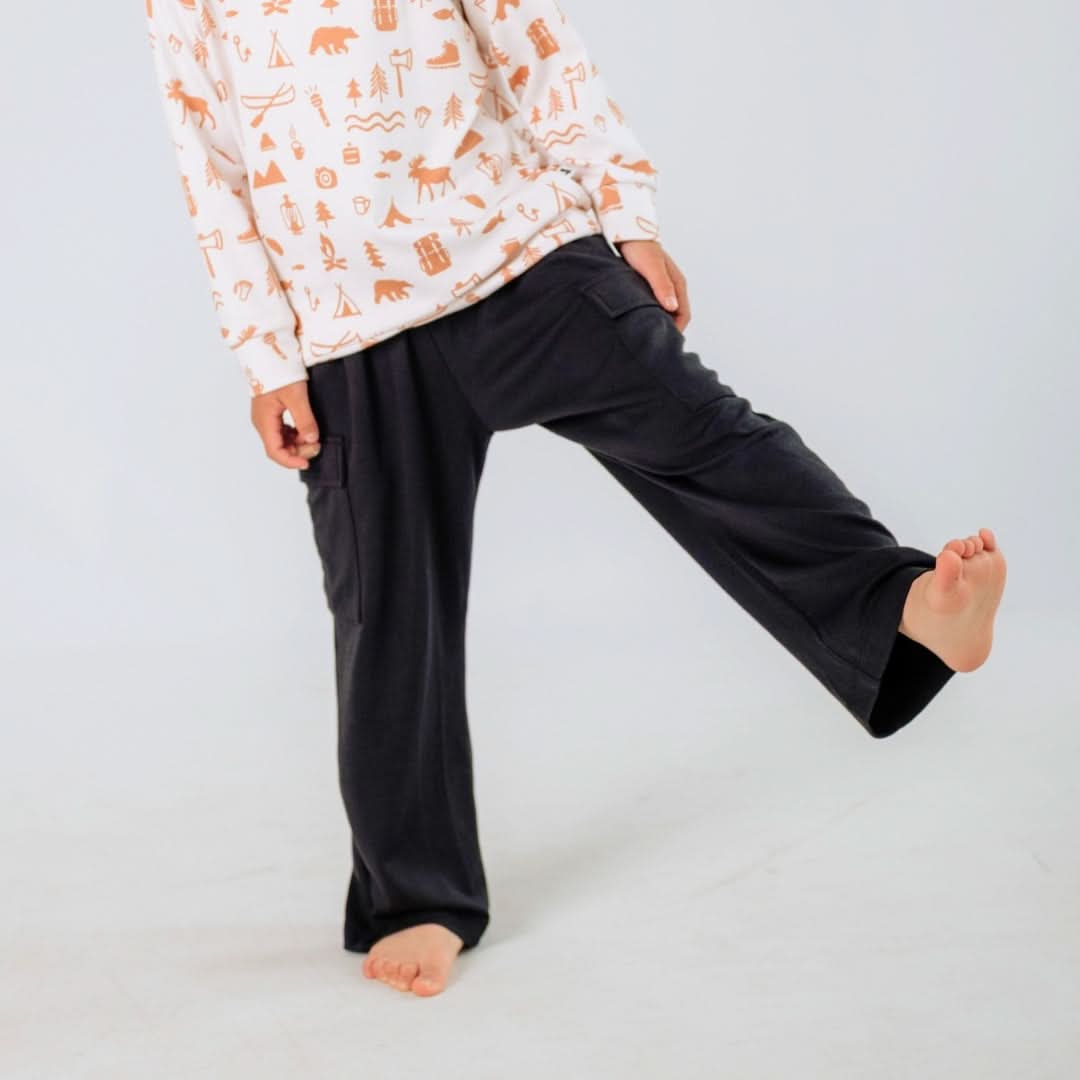Pantalon cargo en bambou pour enfants | Noir