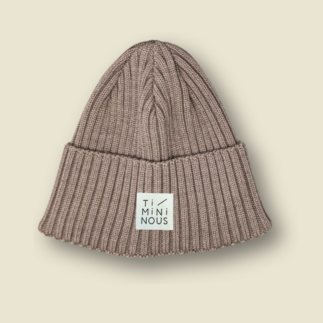 Tuque 100% laine de mérinos pour enfant et adulte - Taupe