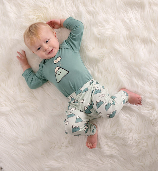 Bamboo Harem Pants (Snowy Rockies Print)