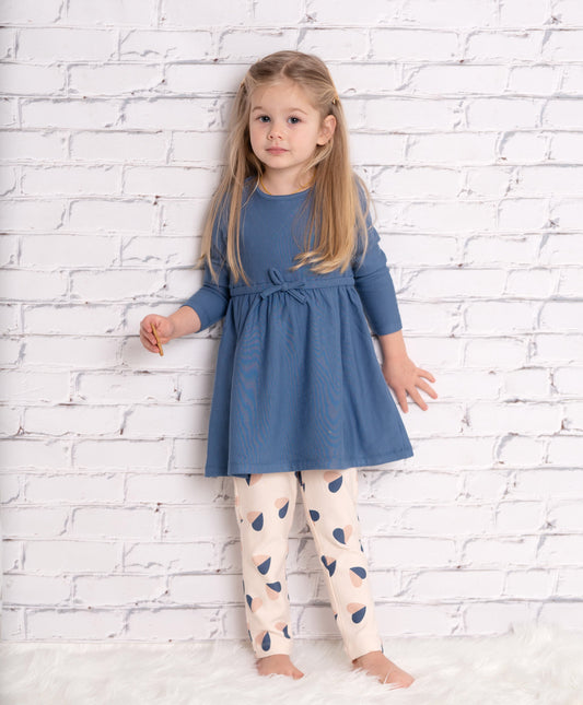 Bamboo Fleece Long Sleeve Dress (Galactic Blue)
