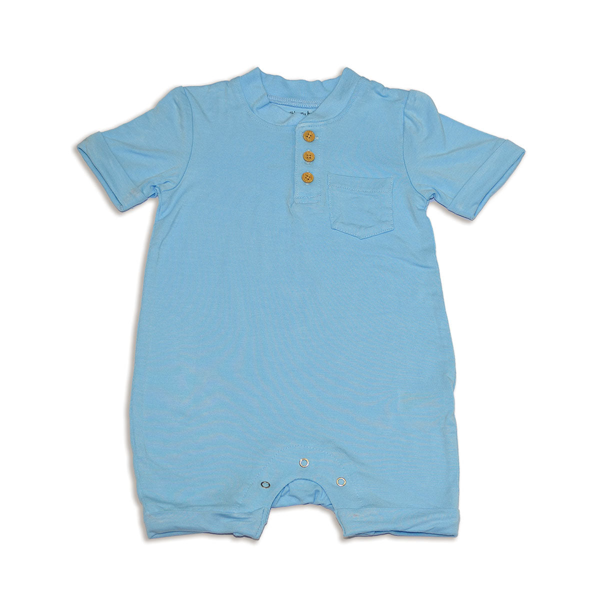 Bamboo Short Sleeve Romper with Buttons (Bluebonnet)