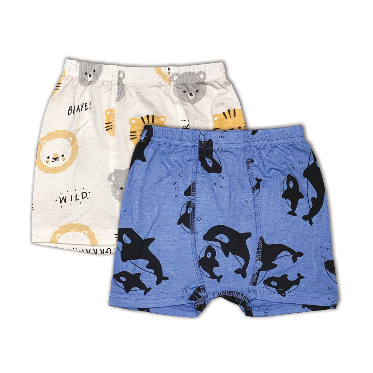 Bamboo Underwear Shorts 2 pack (Lion Tiger Bears/Orca Print)