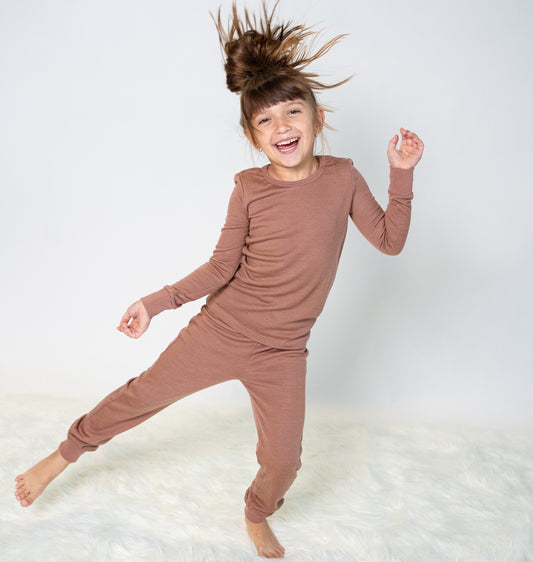 Bamboo Long Sleeve Pajama Set (Beaver Fur)