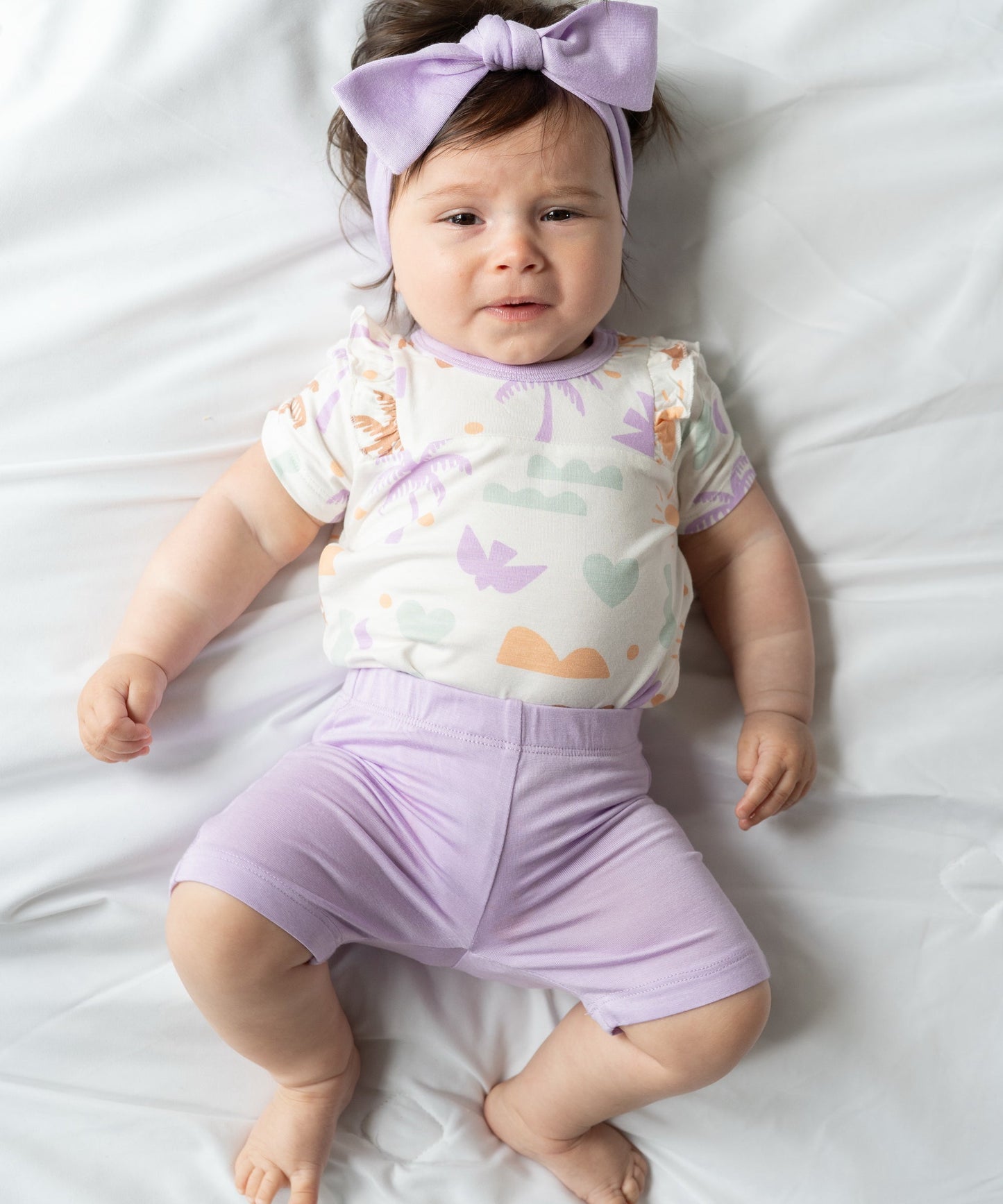Bamboo Ruffle Onesie & Knee Leggings (Boho Surf Print/Lavender)