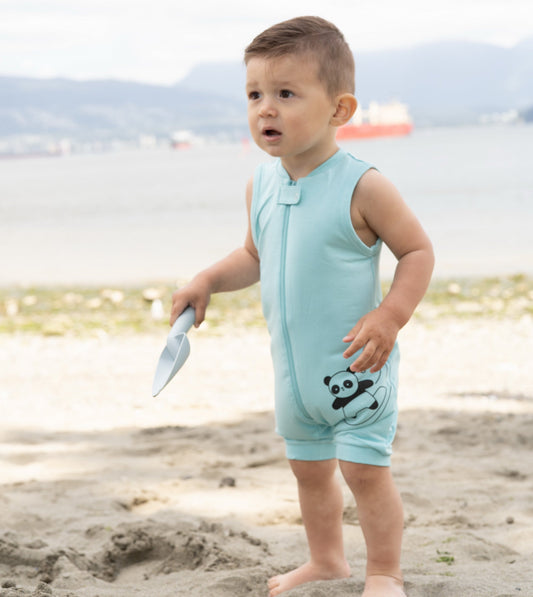 Bamboo Sleeveless Romper (Aqua)