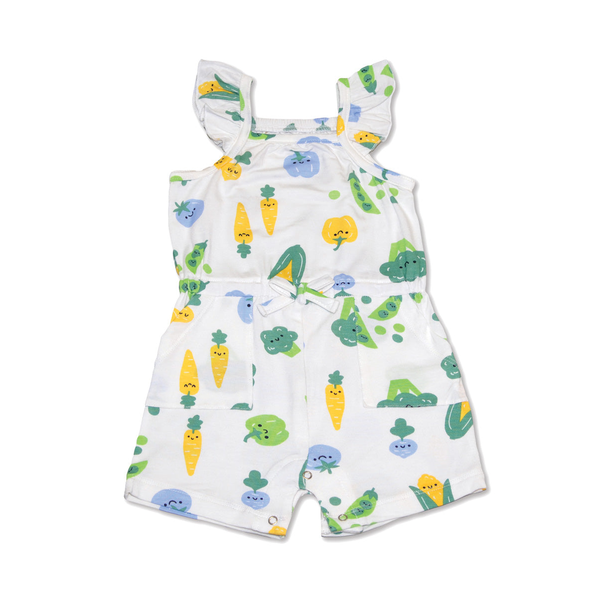 Bamboo Sleeveless Ruffle Romper (Farmers Market Print)