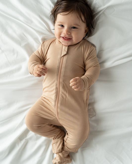 Bamboo Footies with Two Way Zipper (Maple Sugar)