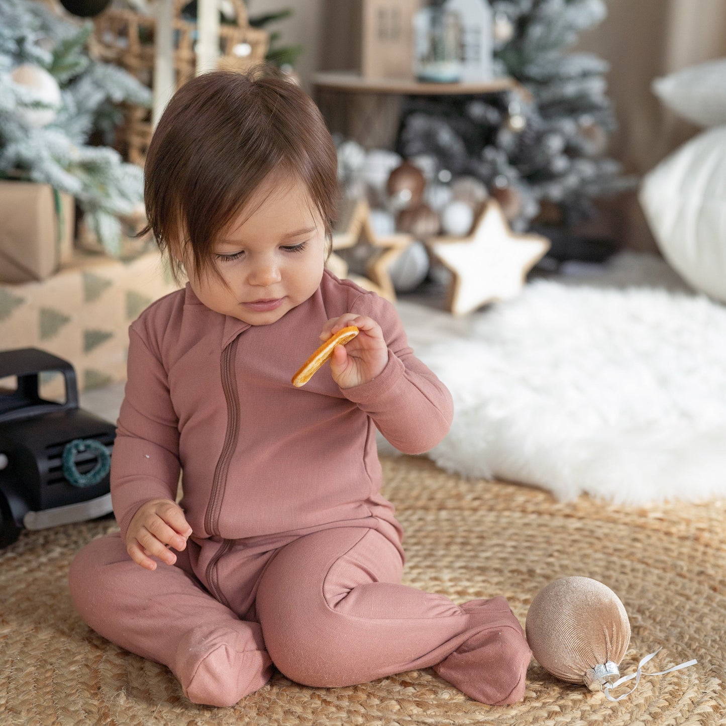 Bamboo Fleece Footie W/2 Way Zipper (Chocolate)