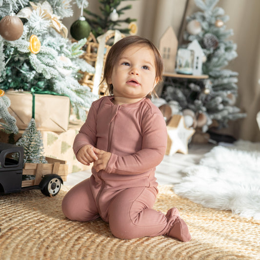 Bamboo Fleece Footie W/2 Way Zipper (Chocolate)