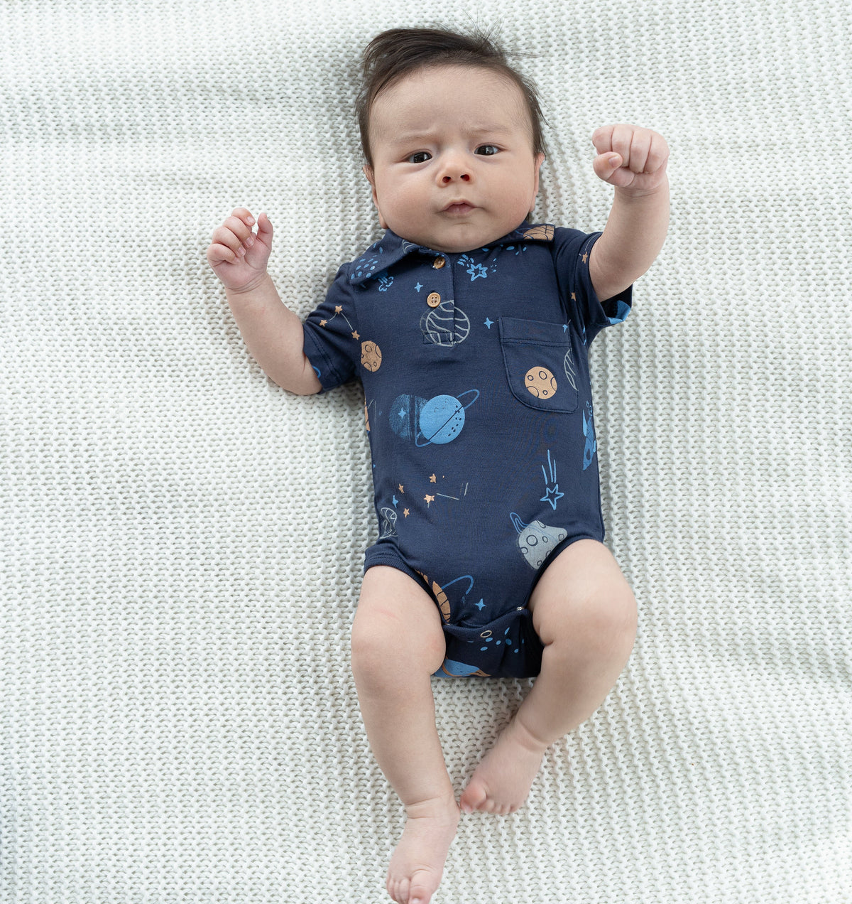Bamboo Short Sleeve Polo Onesie (Lost in Space Print)