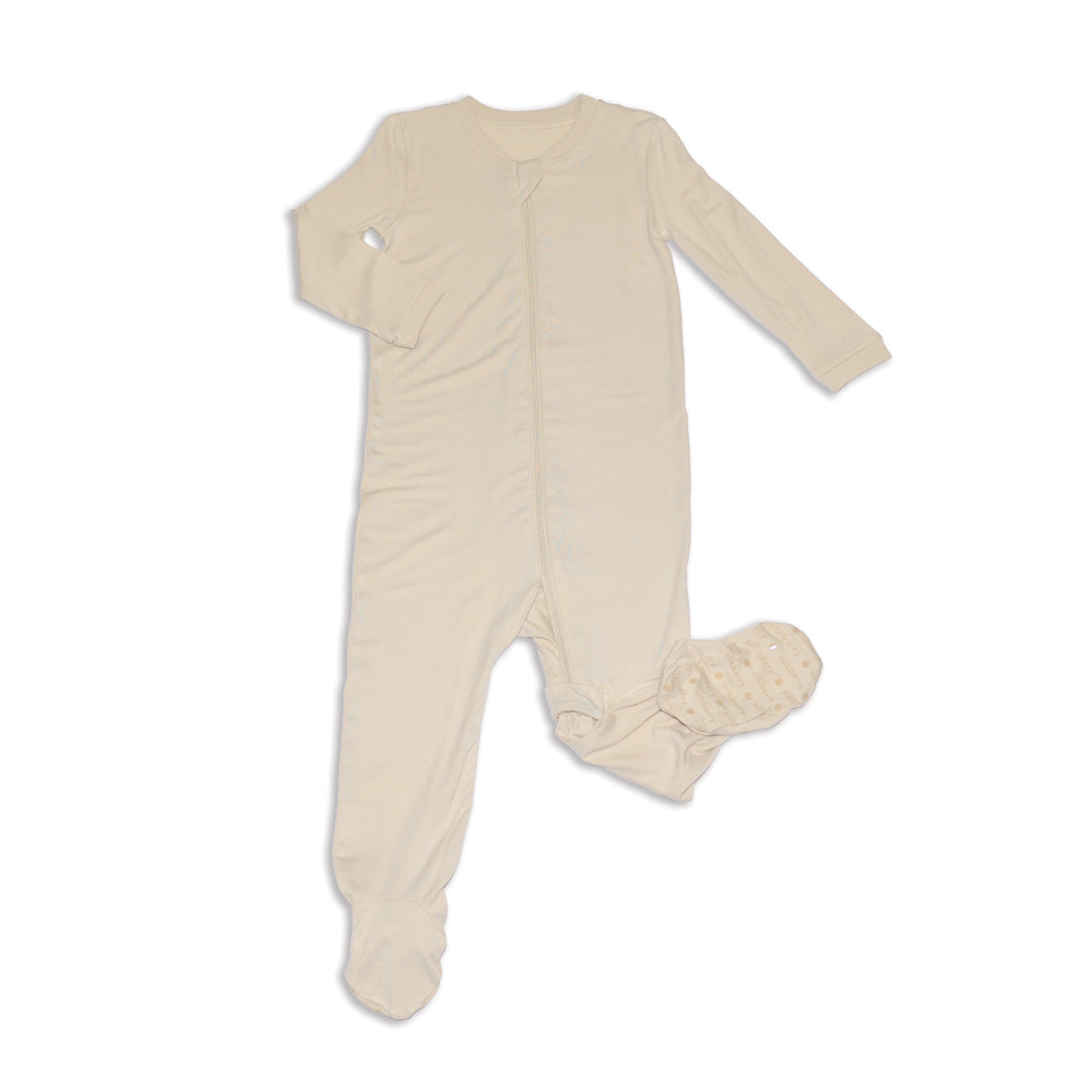 Bamboo Footies with Two Way Zipper (Almond Milk)