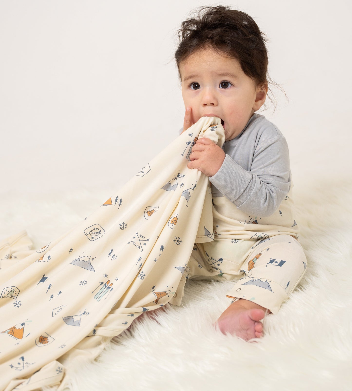 Bamboo Long Sleeve Romper (Ski Club Print)