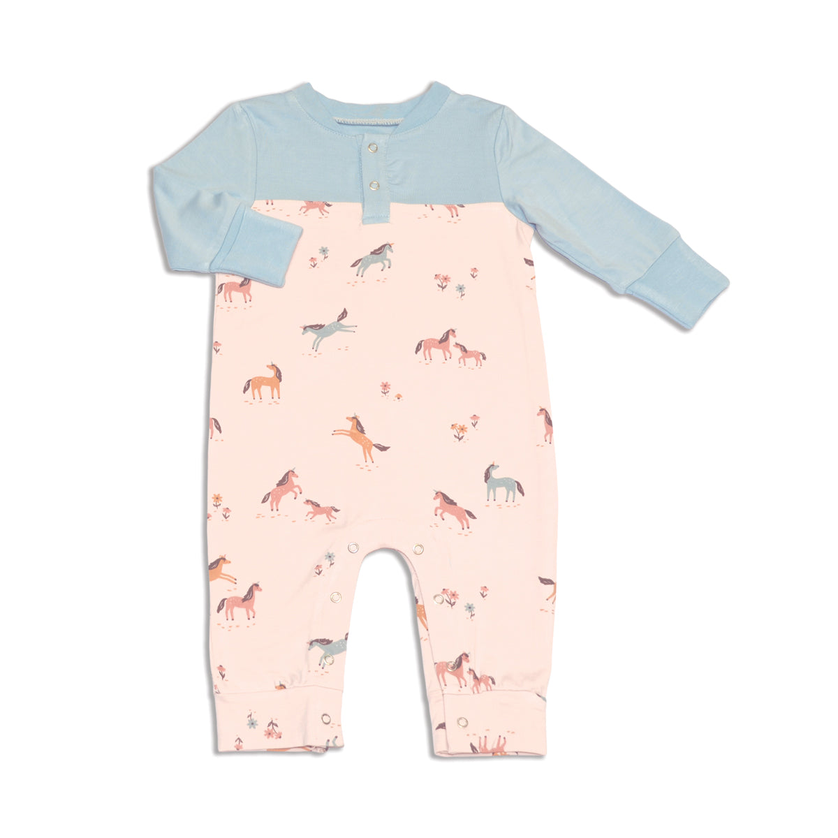 Bamboo Long Sleeve Romper (Unicorn Meadow Print)