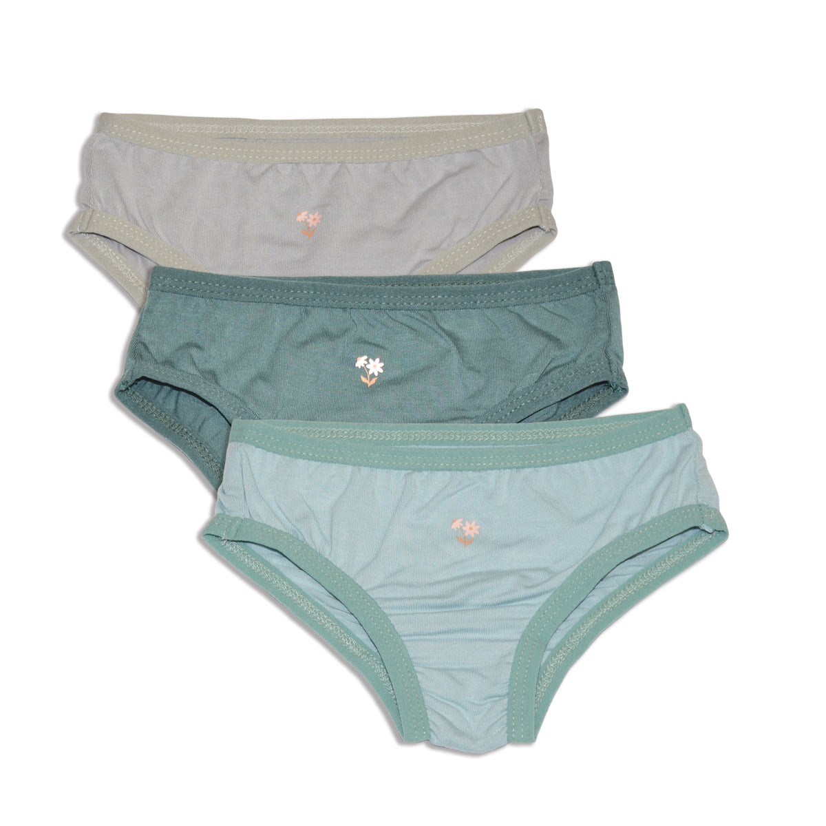 Bamboo Girls Bikini Underwear 3 Pack(Blue Cloud/Pine/High Rise)