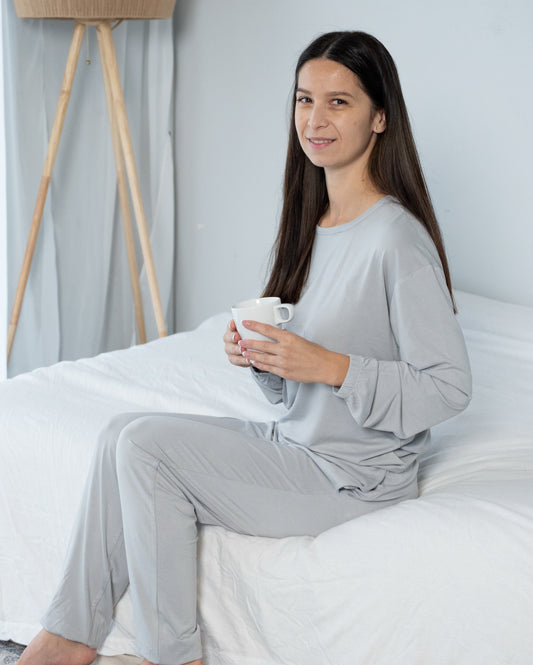 Women's Bamboo Long Sleeve Loungewear Set (High Rise)