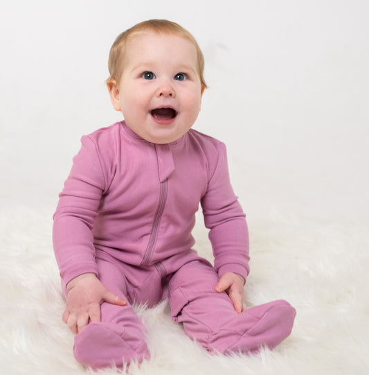 Bamboo Fleece Footie W/2 Way Zipper (Mauve Orchid)