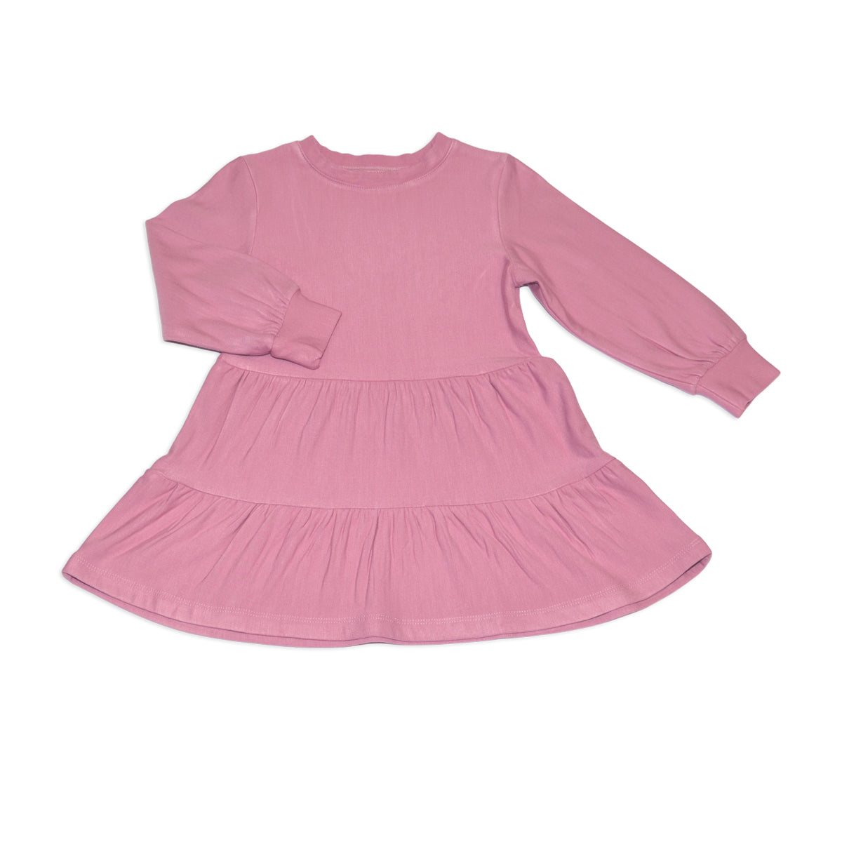 Bamboo Fleece Tiered Dress (Mauve Orchid)