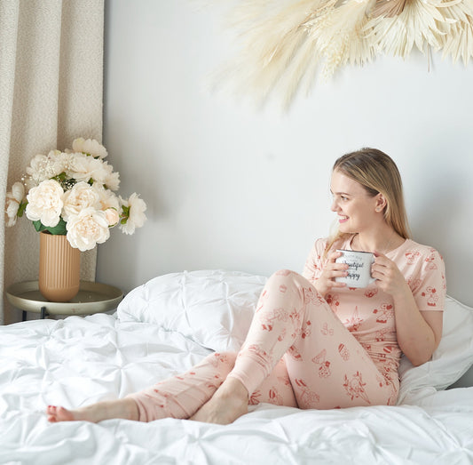 Women's Bamboo Short Sleeve Pajama Set (Plantastic Print)