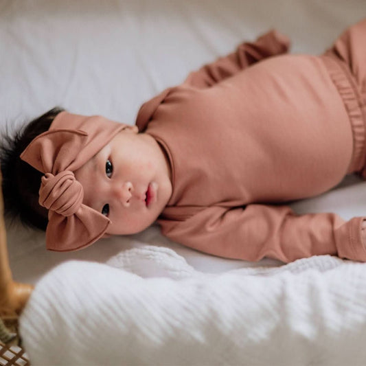 Baby Long-Sleeve Bamboo Onesie | Burnt Brick
