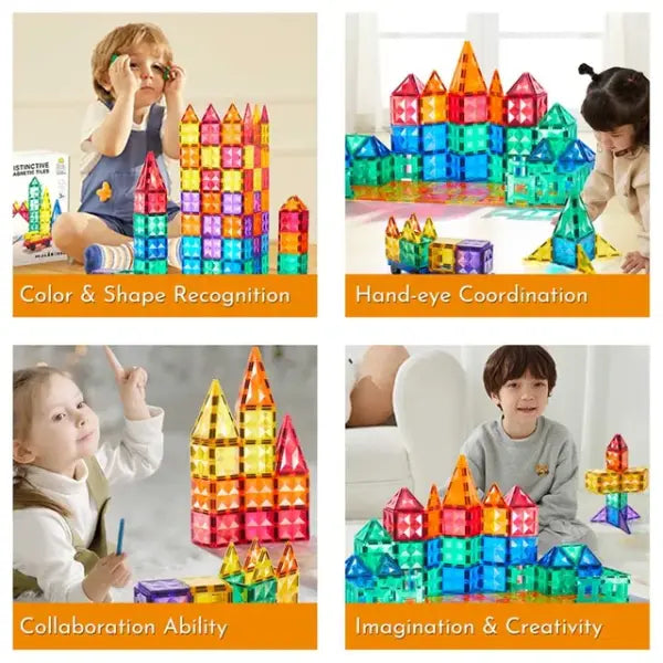 Creative Pack 100pcs Rainbow Magnetic Tiles
