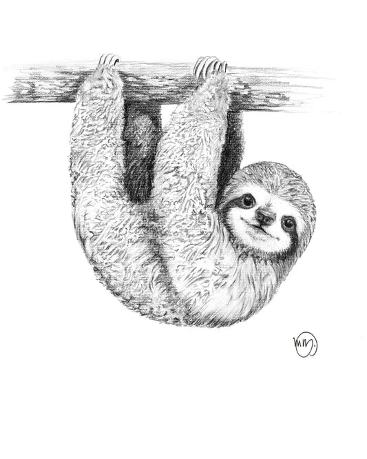 Bébé paresseux mignon - imprimé animal noir et blanc