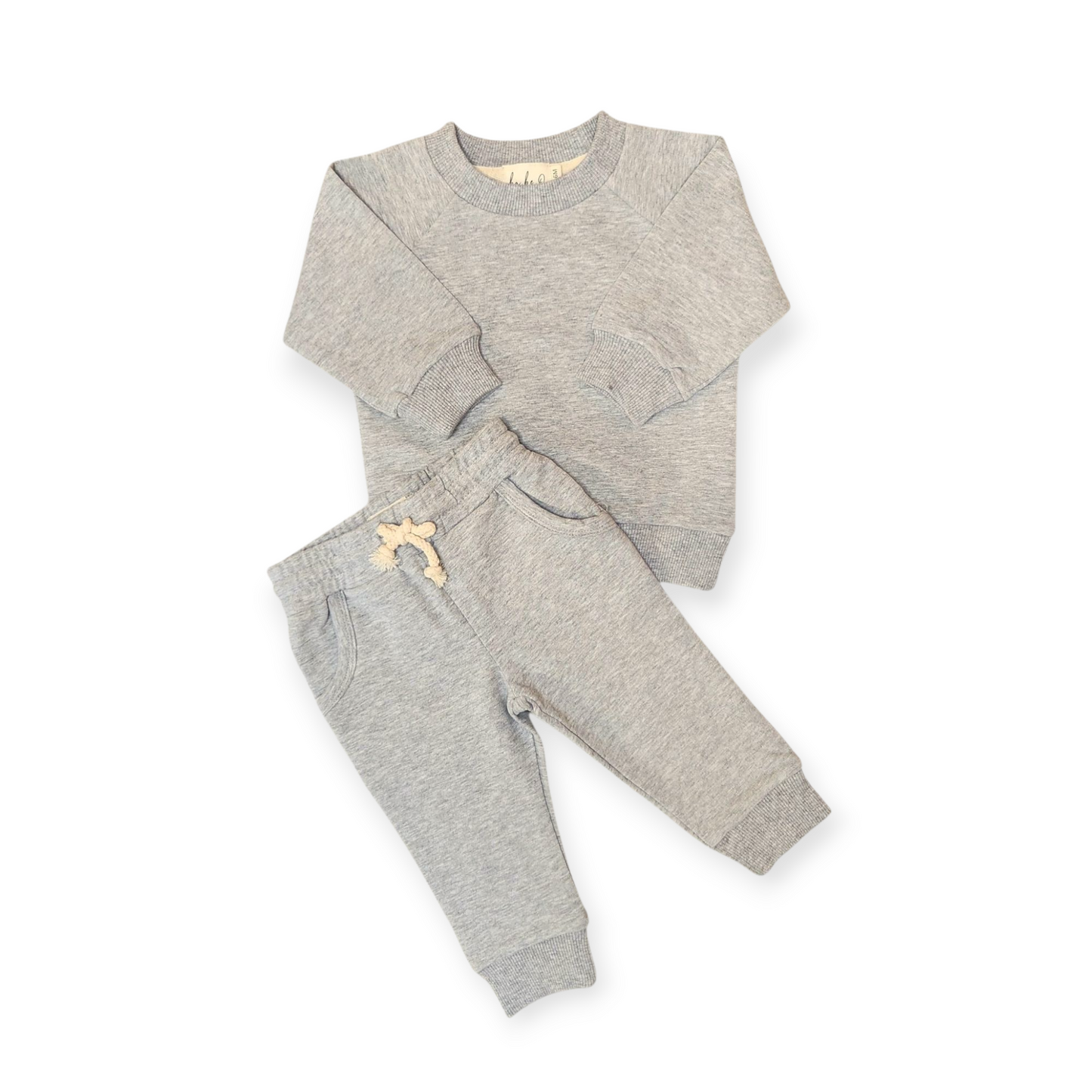 Ensemble de survêtement en coton biologique pour bébés et tout-petits, gris chiné | ba.be.O Canada