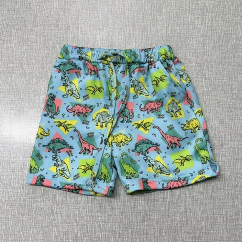 Maillot de bain short dinosaures rétro