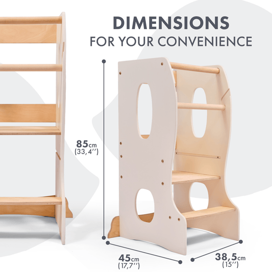 Tour Montessori stable : Chaise évolutive en bois - Ivoire