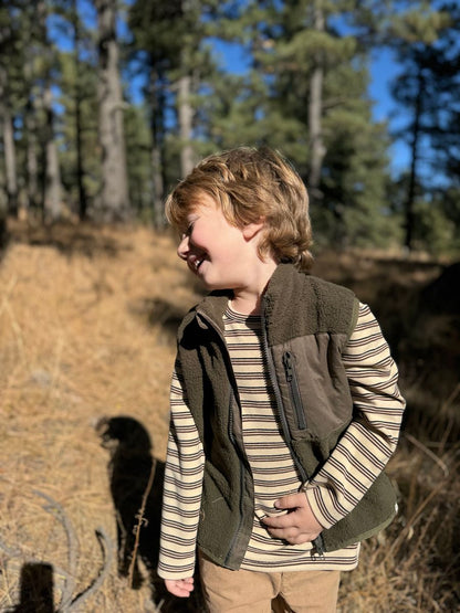 Gilet Sherpa doré | Olive | Me & Henry